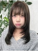 顔周りレイヤーカット韓国風アディクシーカラーグレージュ堺東