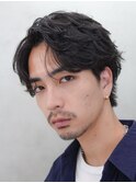 ヘアフェザーパーマフェザーショートメンズセンターパート原宿