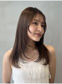 ロングレイヤー顔周りレイヤーハッシュカット透明感カラー