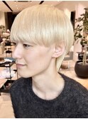 ハイトーンホワイトベージュ×マッシュ