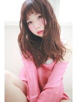 ラフィス ヘアーヴェイル 梅田店(La fith hair vail)  【La fith】ピンクレッド×セミロングスタイル