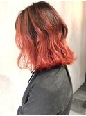 チェリーレッドハイライトグラデーション_毛先パーマ_ba266762