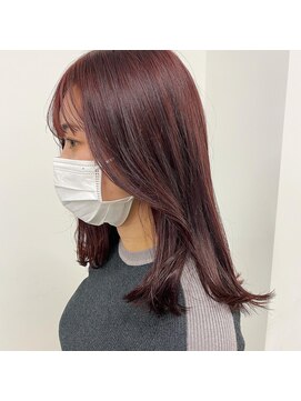 キー(kii) ボルドー　ブリーチカラー　赤髪　福岡　天神　今泉　薬院