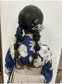卒業式ヘア 編みおろしツイン ヘアアレンジ