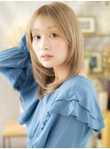 顔まわりレイヤーハイトーンカラーセミディc7上尾10代20代30代