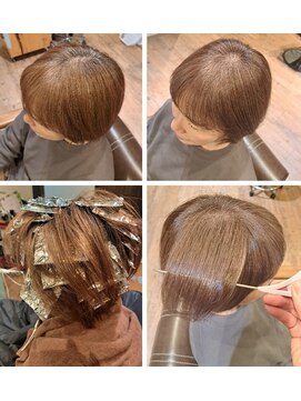 アットティー 金沢文庫(at tee...) 丸みショート/白髪ぼかしハイライト/40代/50代/60代/金沢文庫