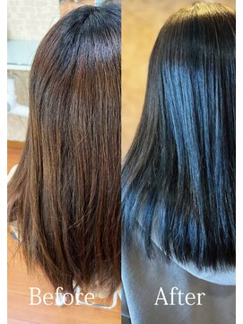 アークスヘアー ナチュラルブルーブラック艶感ストレート美肌透明感ブルーカラー