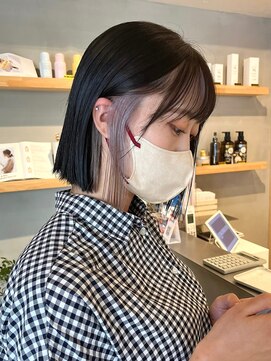 ホーム(HOME) ブリーチインナーカラーパープルカラー前髪カットトリートメント