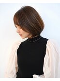 大人ボブ×ナチュラルボブ×前髪あり20代30代40代50代ベージュ