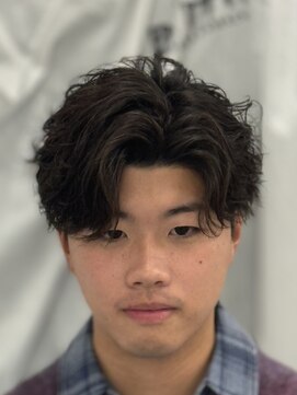 バース 梅田中崎町店(BIRTH) フェザーパーマニュアンスパーマセンターパート韓国メンズパーマ