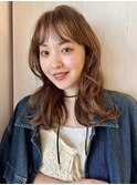 レイヤー/くびれヘア/マロンベージュ/くすみベージュ