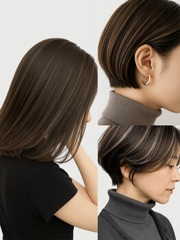 エム(eM)の写真/白髪を自然にぼかす『白髪ぼかしハイライト』で、柔らかく上品な大人カラーに。