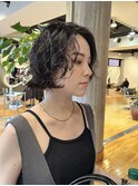 黒髪ボブパーマ　ニュアンスパーマ