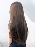 グレージュロングオリーブグレー韓国ヘア小顔_ba568201