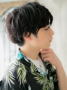 ダンディ館アダム 戸頭店 20代30代七三分け前髪パーマ重めショートF戸頭