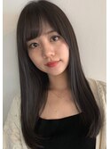 グレージュ 髪質改善 ナチュラルストレート 斜めバング 大人小顔