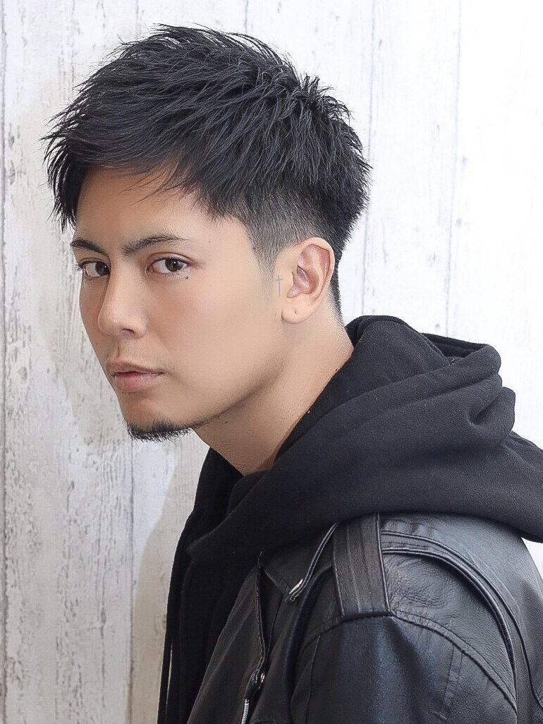 表参道/黒髪アップバング刈り上げショート【短髪ツーブロック