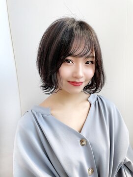 ハピネス 王寺店(Happiness) 20代　外ハネボブ　くびれヘア　ショコラブラウン　小顔カット