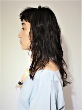 アース 三軒茶屋店(HAIR&MAKE EARTH) 三軒茶屋_レディース_ロング_コテ巻き_パーマ_ブラック_黒髪_