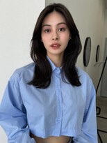 センター分けランダム巻きウェーブ