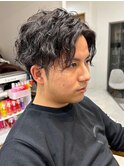 ツイストパーマツーブロックセンターパートスパイラルパーマ