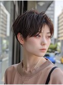 イメチェン　外ハネ　ボブ　美髪　ワイドバング　ブルーブラック