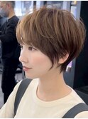 静岡ショートヘアレイヤーカット白髪染め白髪ぼかしハイライト