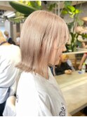 渋谷ブリーチカラータッセルボブ顔周りレイヤー切りっぱなしボブ