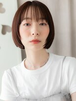 カバーヘア ブリス 戸田公園西口店(COVER HAIR bliss)&nbsp;ダークブラウン切りっぱなしぱっつんボブTc5戸田公園20代30代