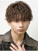 波巻きパーマメンズツイスパショートマッシュアッシュブラウン
