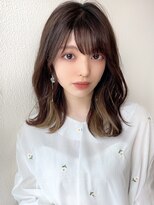 シルクレイ 吉祥寺店(Silk-lei)&nbsp;大人かわいいフェザーバングカーキグレージュボブ30代吉祥寺