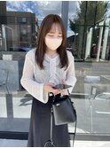 モノグレージュうすバング