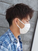 ニアウ 伊勢崎連取店(Niau)&nbsp;刈り上げショートアップバングツイストスパイラルパーマメンズ