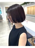 大人ショートボブ/白髪ぼかしハイライト/髪質改善30代40代50代