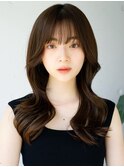 レイヤーカットレイヤーロングヌーディベージュアースカラー