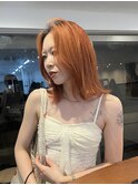 金沢美容室/オレンジ/ブリーチオンカラー