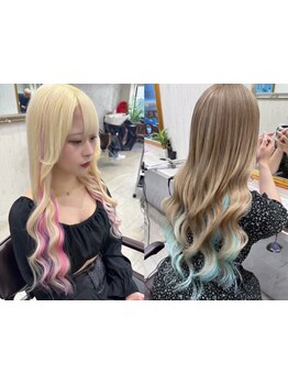 即予約OK【カラー￥4990】【Wカラー￥9990】【トリプルカラー￥19990】エクステ同時施術OK【60本￥10990】