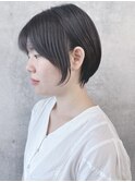 ＊耳かけショートボブ丸みショート前下がりショートボブ前髪あり