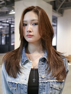 アイティー バイ アルバム 中野店(IT by ALBUM) 韓国ヘア顔周りレイヤーロングオリーブベージュ_ba573671