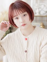カバーヘア ブリス 上尾西口店(COVER HAIR bliss)&nbsp;チェリーレッドぱっつん前髪シャギーカットa上尾10代20代30代