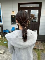 アズグロウヘアー(AS GROW HAIR) チェリーブラウンくるりん編み込みポニー