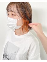 ヒビヲ(HIBIO)&nbsp;ダブルカラーオレンジベージュオレンジカラーケアブリーチボブ