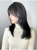 ストレートレイヤー_アースカラーくびれヘアツートン_ba363571