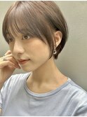 ＊30代40代OLに人気◆耳かけ丸みショート/くすみグレージュ/小顔