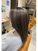 切りっぱボブ/エアリーロング/美髪/ピンクブラウン/ハイライト
