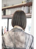 ボブ　ミニボブ　ハイライト　ベージュ　ストレート
