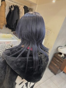 ネオリーブカフ 鶴ヶ峰店(Neolive caff) ダブルカラー　ネイビーブルー　ロングウルフ
