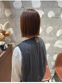 切りっぱなしボブ×秋仕様オレンジブラウン