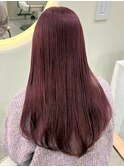 チェリーレッド ダブルカラー ブリーチ 髪質改善トリートメント