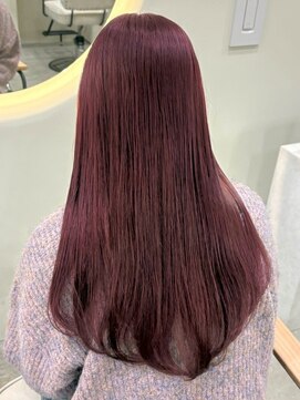 チェリーレッド ダブルカラー ブリーチ 髪質改善トリートメント